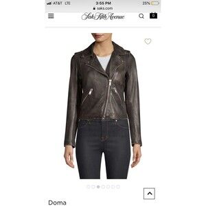 Doma Moto Style Lambskin Leather Jacket Assymetrical Zip L Biker Rock & Roll